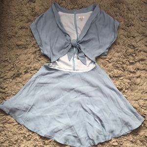 TOBI Blue, Tie-Front, Womens Skater Dress